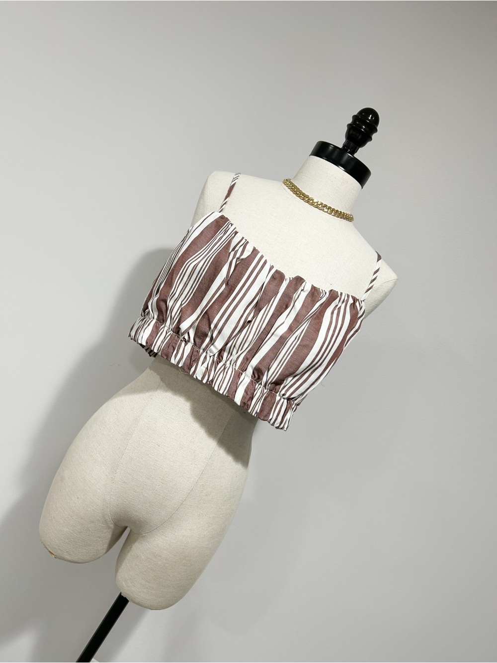 Lemlem Brown & White Striped Cropped Tank